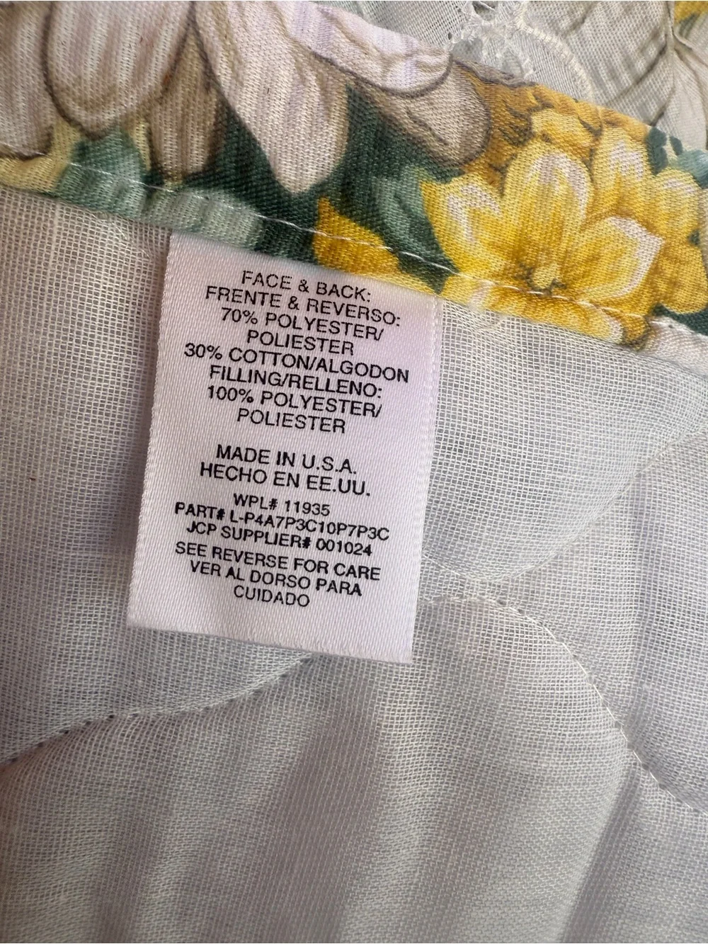 Vintage JCP Yellow & Blue Floral Quilted Comforter Set